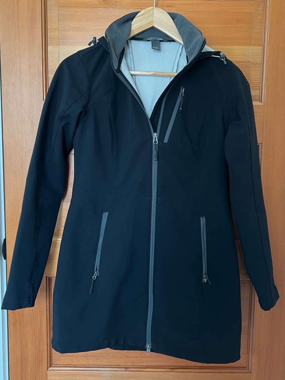 Eddie Bauer Women Softshell Black Coat Trench with Hood  XS Waterproof